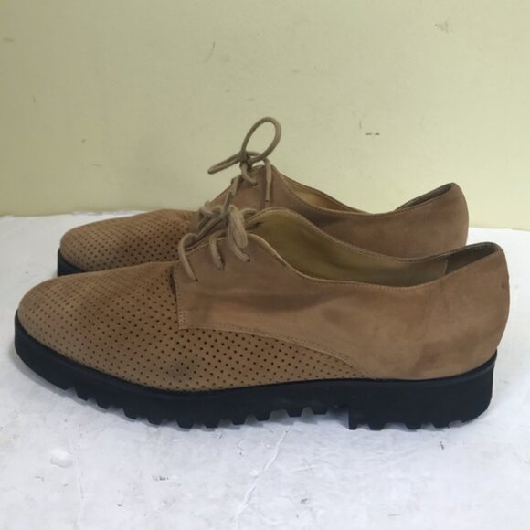Ron White Oxford Laces Shoe Slide Suede Leather Tan Vibram Sneaker Platform 9.5 - Picture 3 of 14